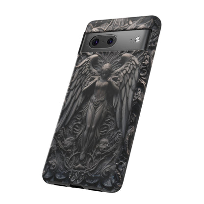 Grey Angel Phone Case – Gothic Marble Statue Design for iPhone, Samsung Galaxy, and Google Pixel Devices