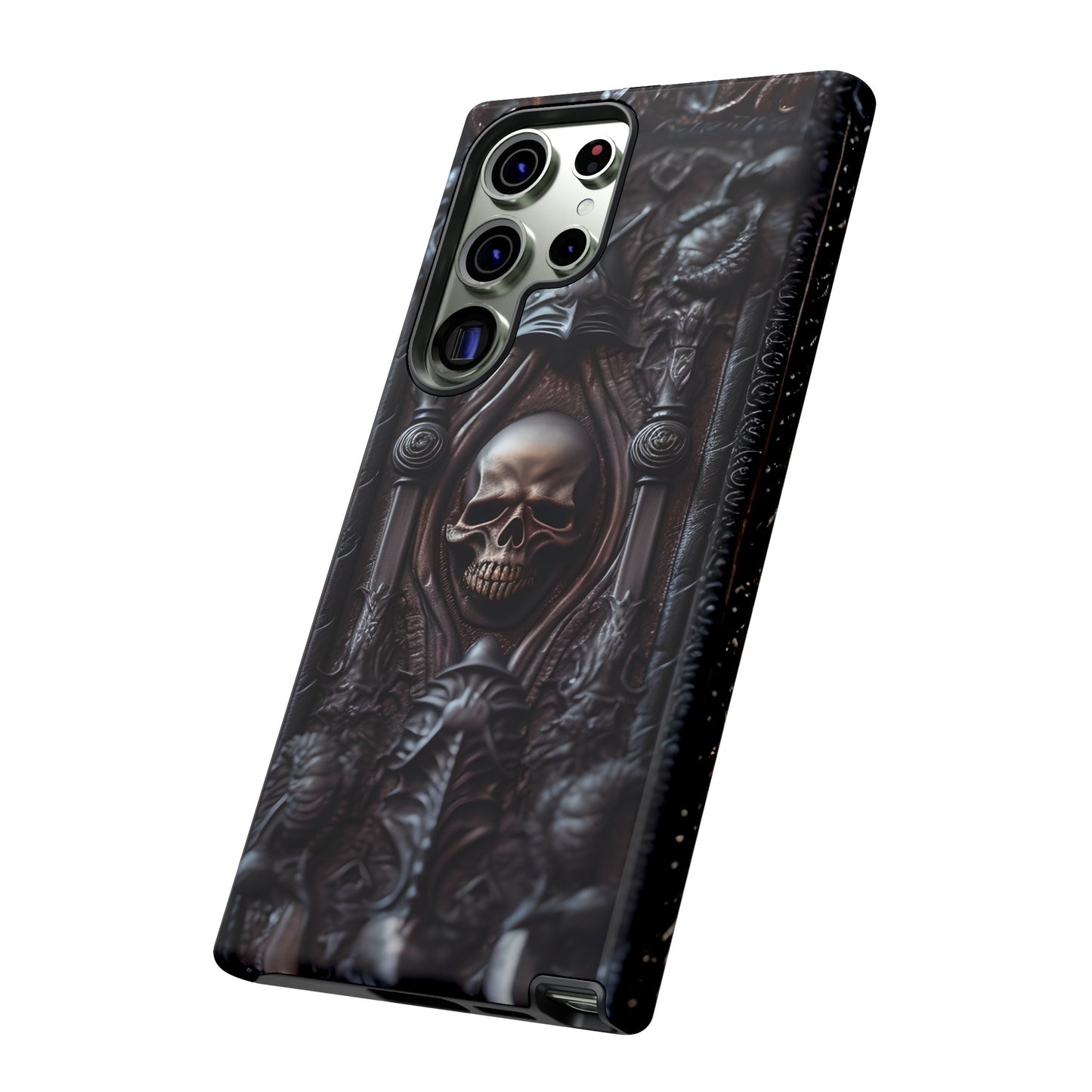 Dark Grimoire of Death Tough Phone Case – Gothic Skull Vampiric Design for iPhone, Samsung Galaxy, and Google Pixel Devices