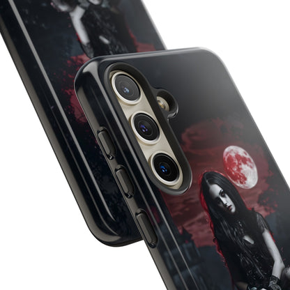 Gothic Vampire Girl Phone Case - Dark Fantasy Design with Blood Moon for iPhone,  Samsung Galaxy, and Google Pixel Devices