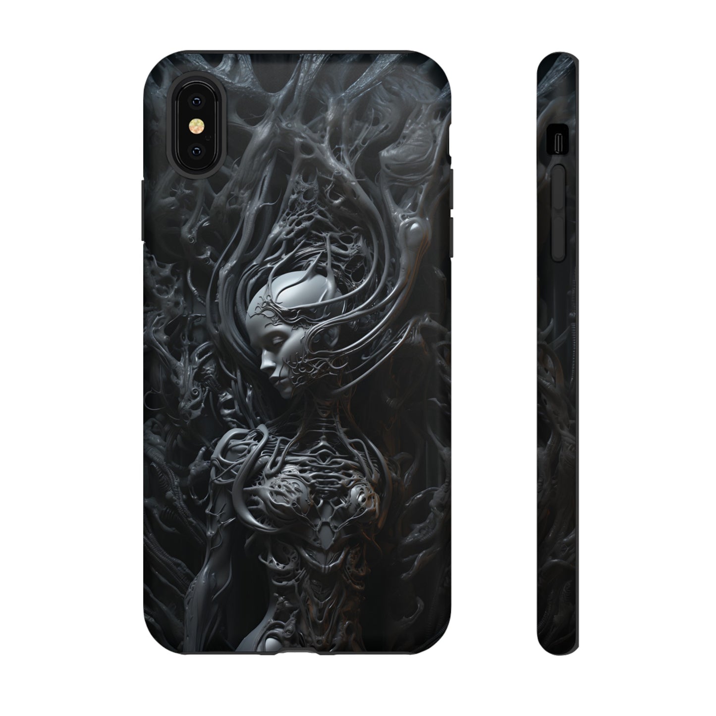 Biomechanical Beauty Phone Case – Futuristic Alien Design for iPhone, Samsung Galaxy, and Google Pixel Devices