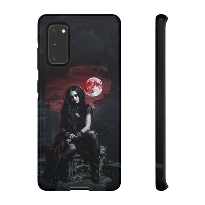 Gothic Vampire Girl Phone Case - Dark Fantasy Design with Blood Moon for iPhone,  Samsung Galaxy, and Google Pixel Devices