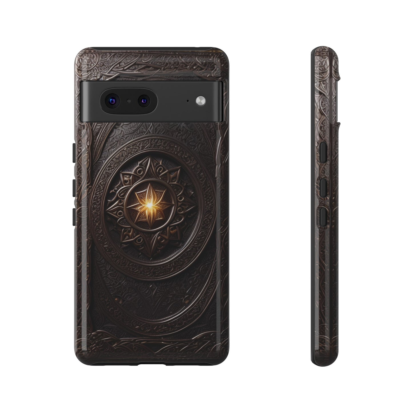 Intricate Leather Flower Tough Phone Case – Elegant Floral Design for iPhone, Samsung Galaxy, and Google Pixel Devices