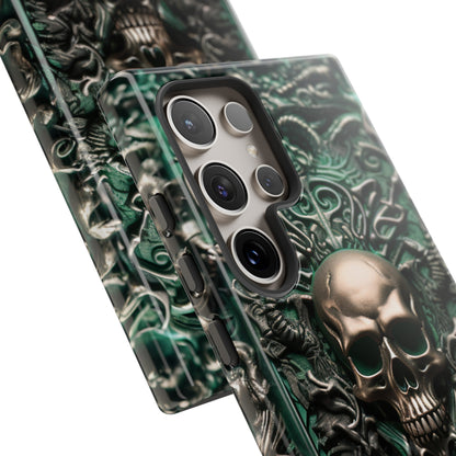 Green Skull Phone Case – Ornate Gothic Design for iPhone, Samsung Galaxy, and Google Pixel Devices