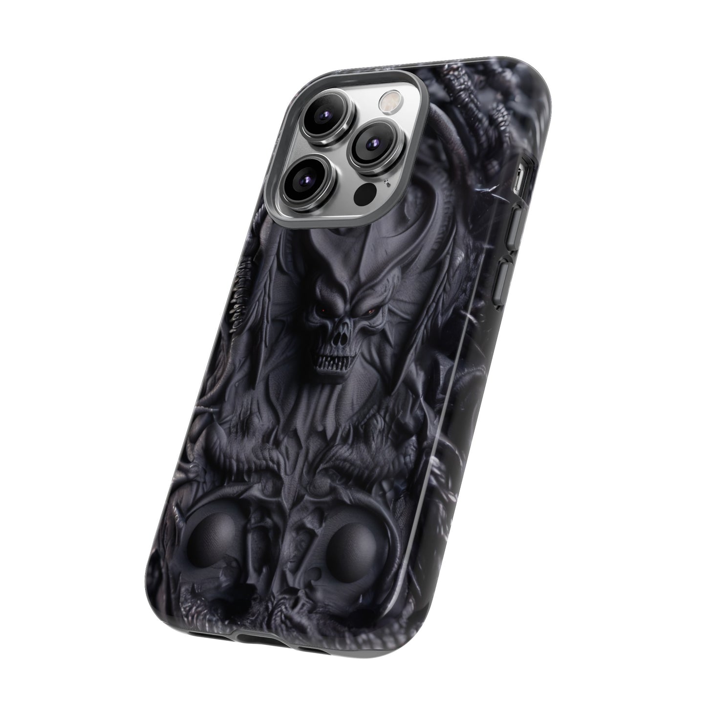 Black Demon Phone Case – Horned Hell Horror Design for iPhone, Samsung Galaxy, and Google Pixel Devices