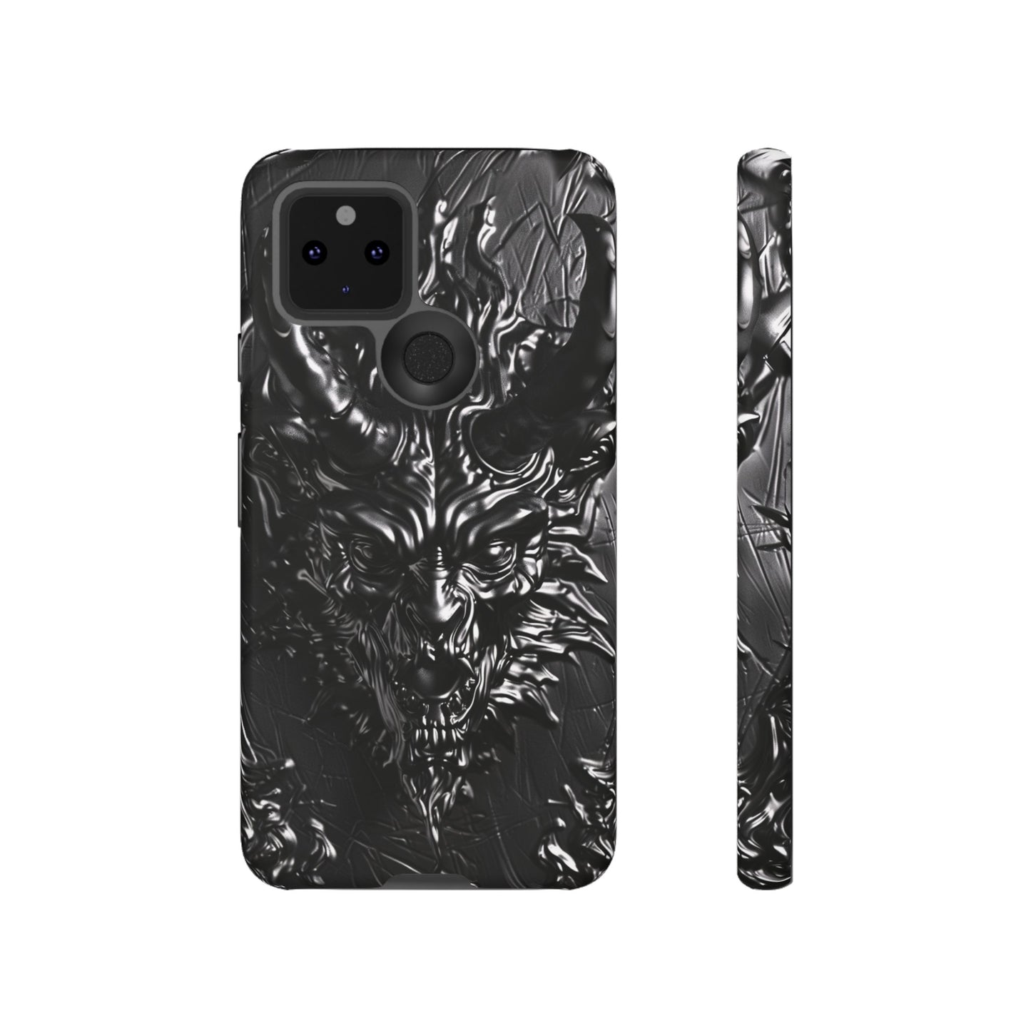 Silver Devil Phone Case – Gothic Demon Design for iPhone, Samsung Galaxy, and Google Pixel Devices