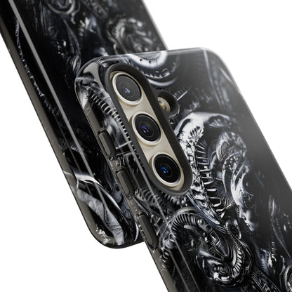 Biomechanical Transhumanism Phone Case – Alien Horror Design for iPhone and Samsung Galaxy Devices