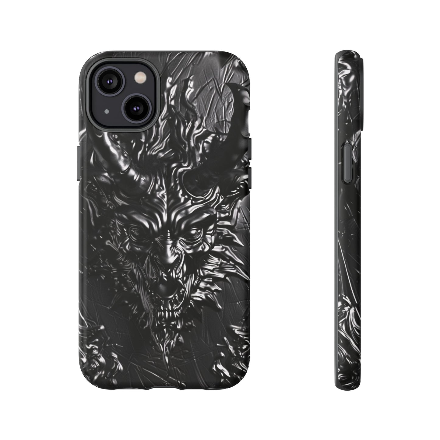 Silver Devil Phone Case – Gothic Demon Design for iPhone, Samsung Galaxy, and Google Pixel Devices