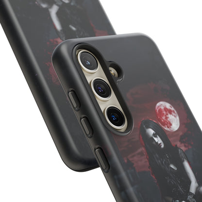 Gothic Vampire Girl Phone Case - Dark Fantasy Design with Blood Moon for iPhone,  Samsung Galaxy, and Google Pixel Devices