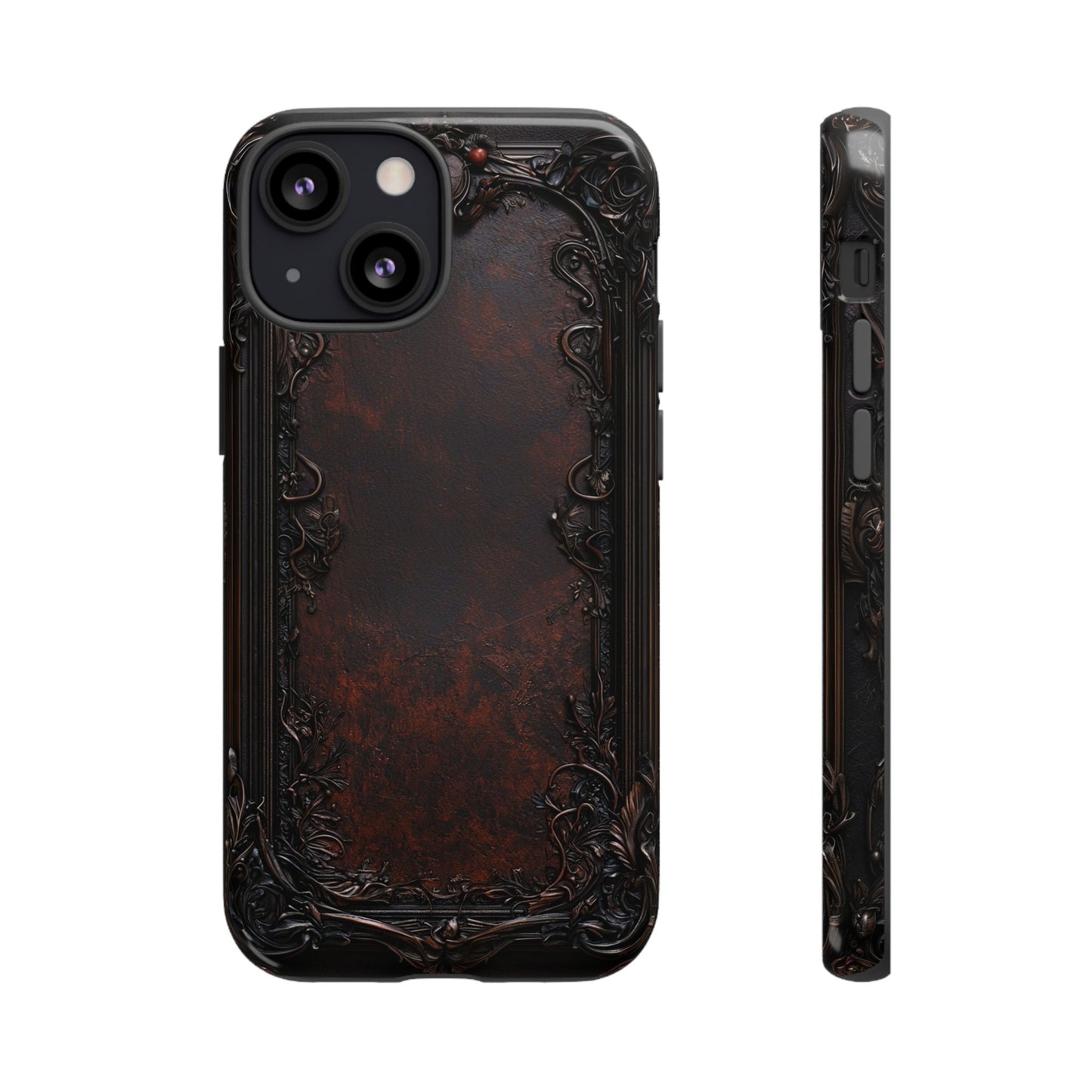 Gothic Ornate Leather-Inspired Phone Case - Dark Aesthetic Cover