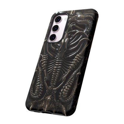 Biomechanical Nightmares Tough Phone Case – Alien Horror Design for iPhone and Samsung Galaxy Devices