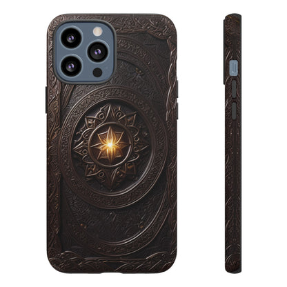 Intricate Leather Flower Tough Phone Case – Elegant Floral Design for iPhone, Samsung Galaxy, and Google Pixel Devices