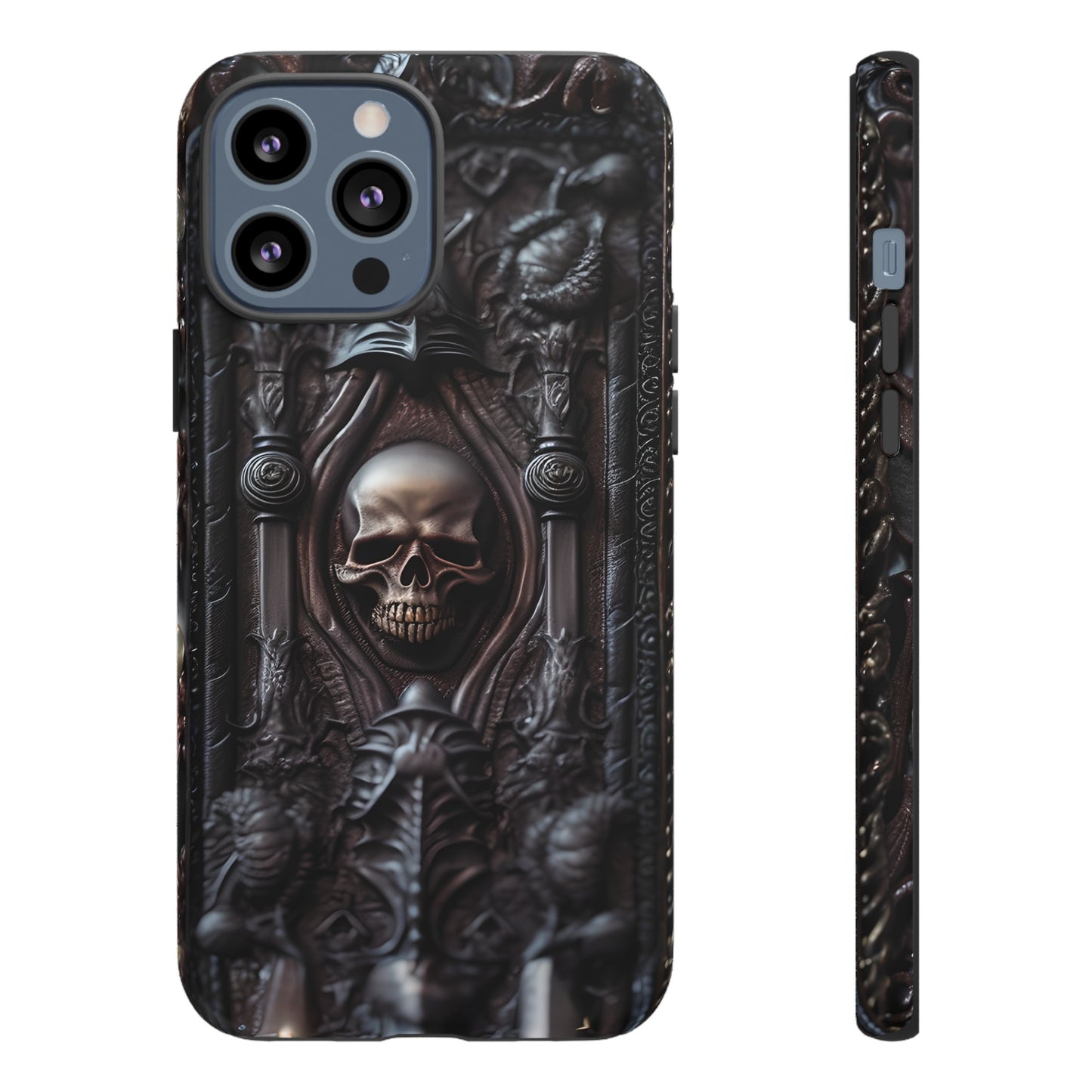 Dark Grimoire of Death Tough Phone Case – Gothic Skull Vampiric Design for iPhone, Samsung Galaxy, and Google Pixel Devices