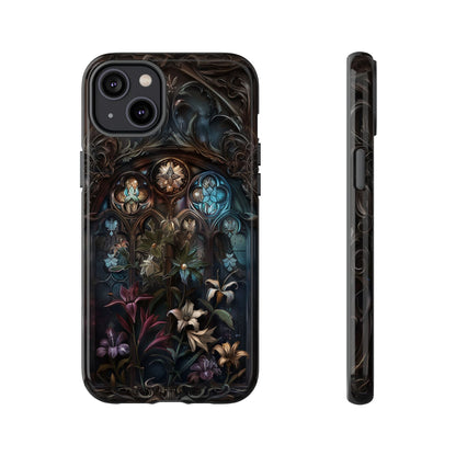 Elegant Gothic Flower Art Phone Case - Intricate Floral Design for iPhone, Samsung Galaxy, and Google Pixel Devices