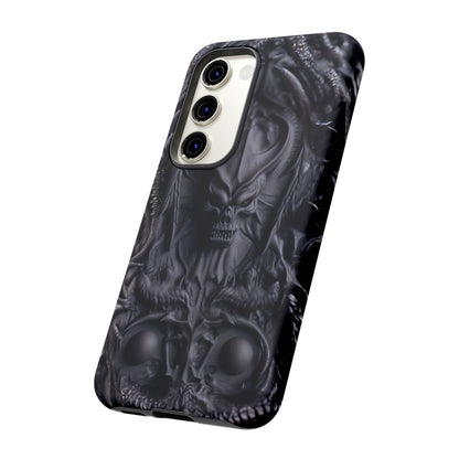 Black Demon Phone Case – Horned Hell Horror Design for iPhone, Samsung Galaxy, and Google Pixel Devices