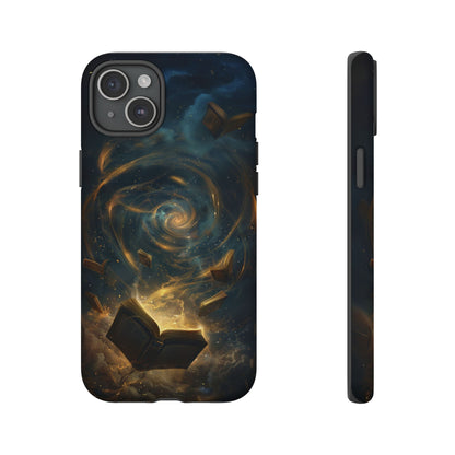 Magical Galaxy Swirling Books Phone Case - Celestial Book Lover's Gift for iPhone, Samsung Galaxy, and Google Pixel Devices