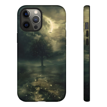 The Tree of Desolation Phone Case – Dark Fantasy Gothic Art with Full Moon for iPhone, Samsung Galaxy, and Google Pixel Devices