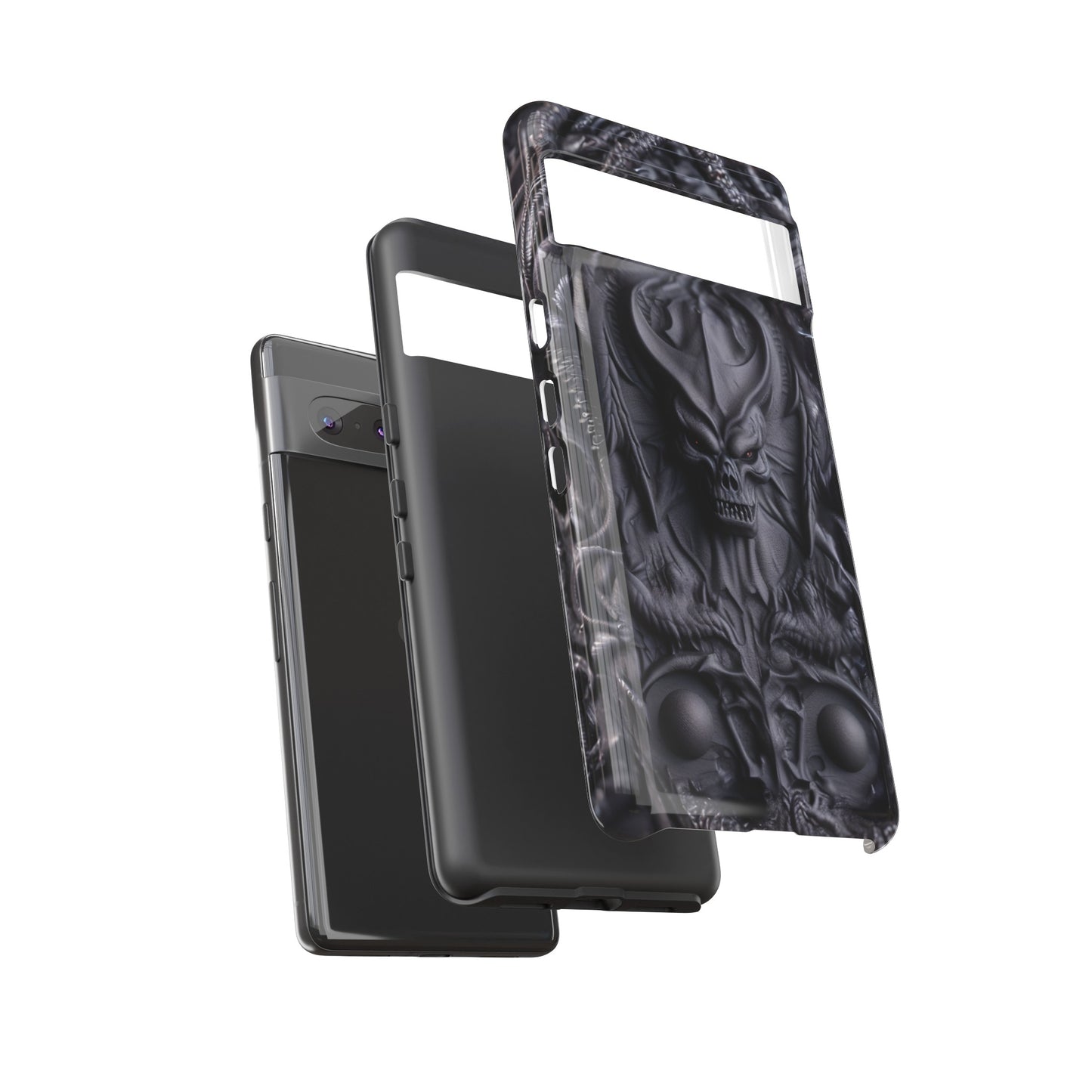 Black Demon Phone Case – Horned Hell Horror Design for iPhone, Samsung Galaxy, and Google Pixel Devices