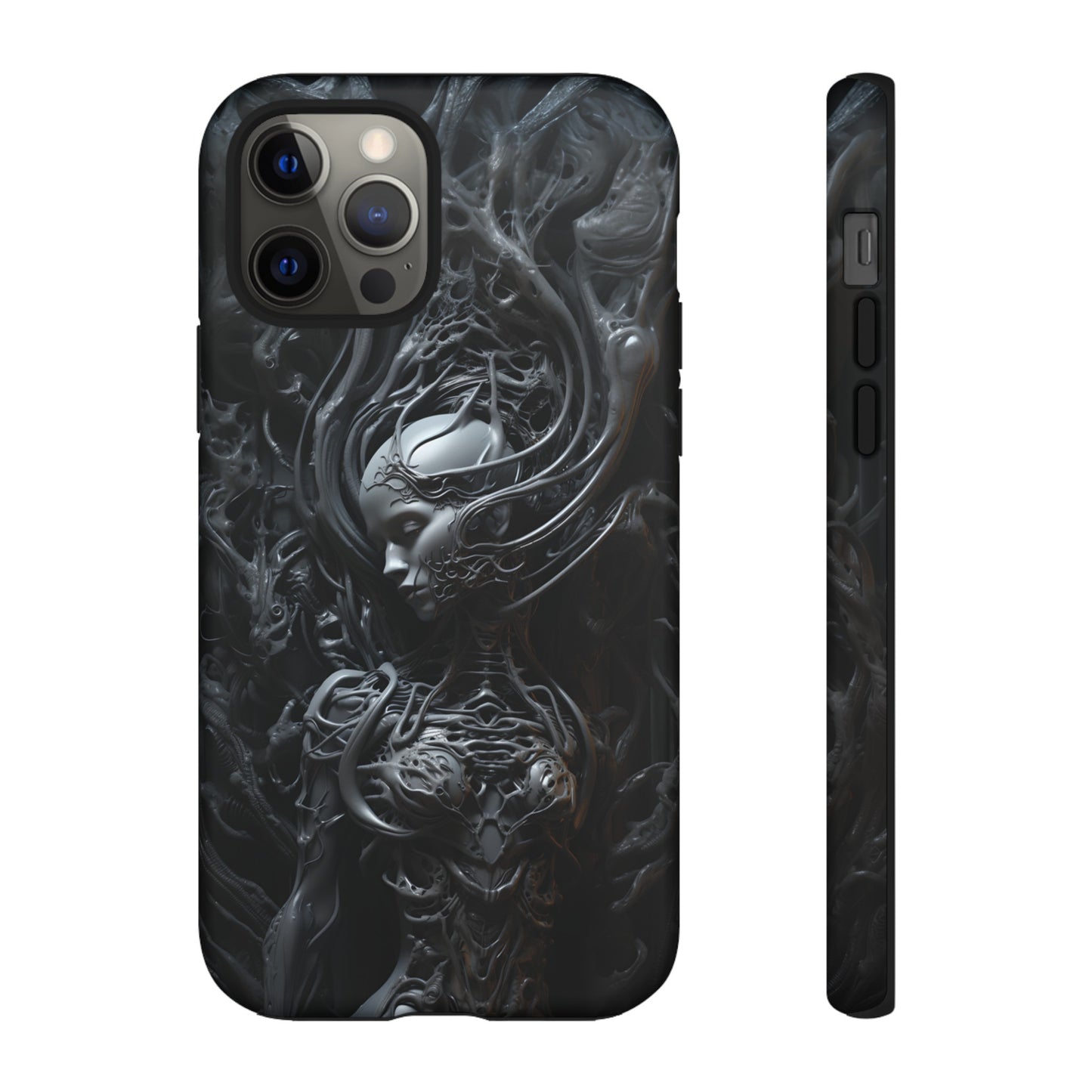 Biomechanical Beauty Phone Case – Futuristic Alien Design for iPhone, Samsung Galaxy, and Google Pixel Devices