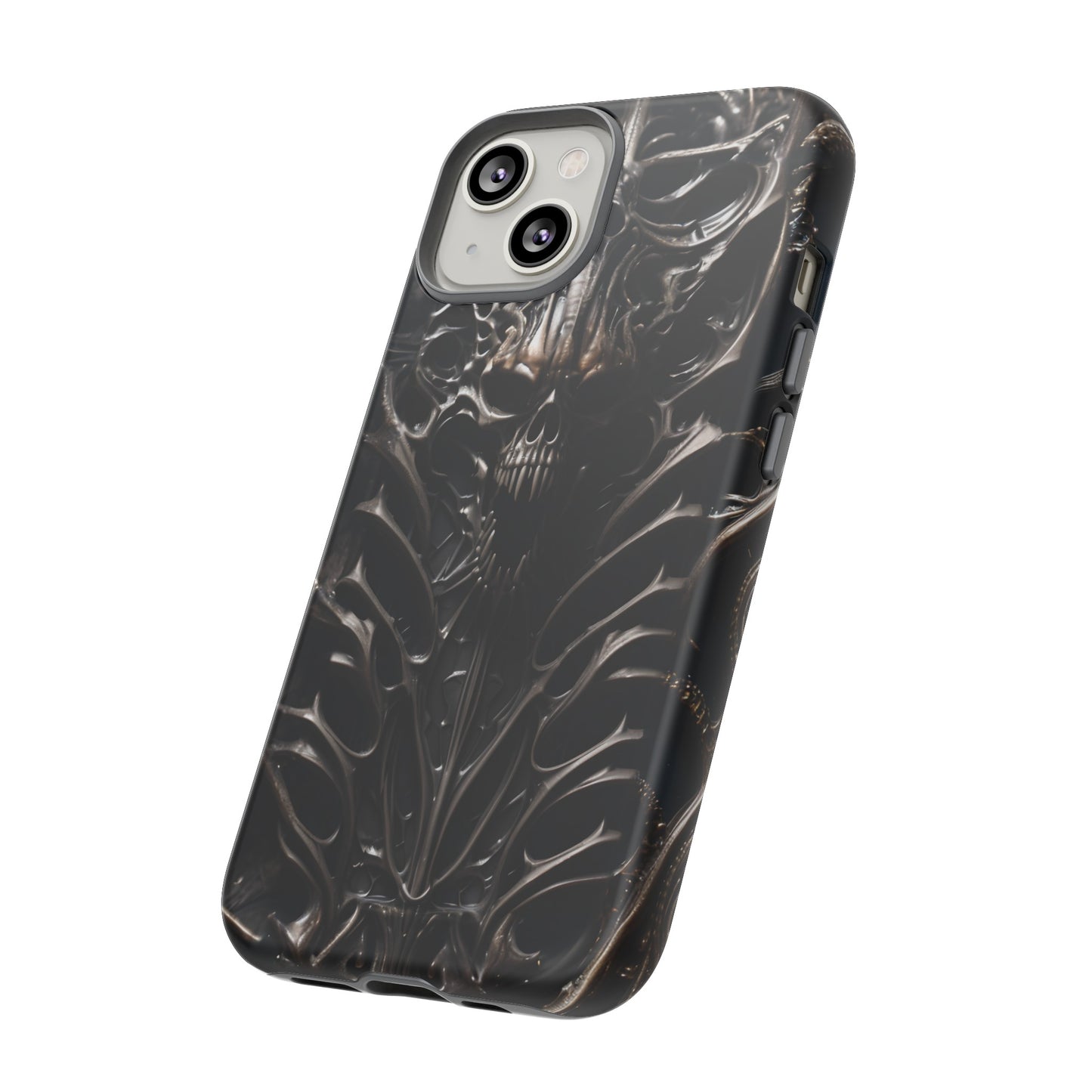 Biomechanical Horror 3 Tough Phone Case – Futuristic Alien Skull Design for iPhone, Samsung Galaxy, and Google Pixel Devices