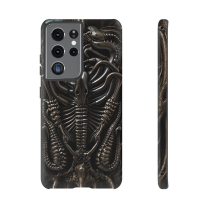 Biomechanical Nightmares Tough Phone Case – Alien Horror Design for iPhone and Samsung Galaxy Devices