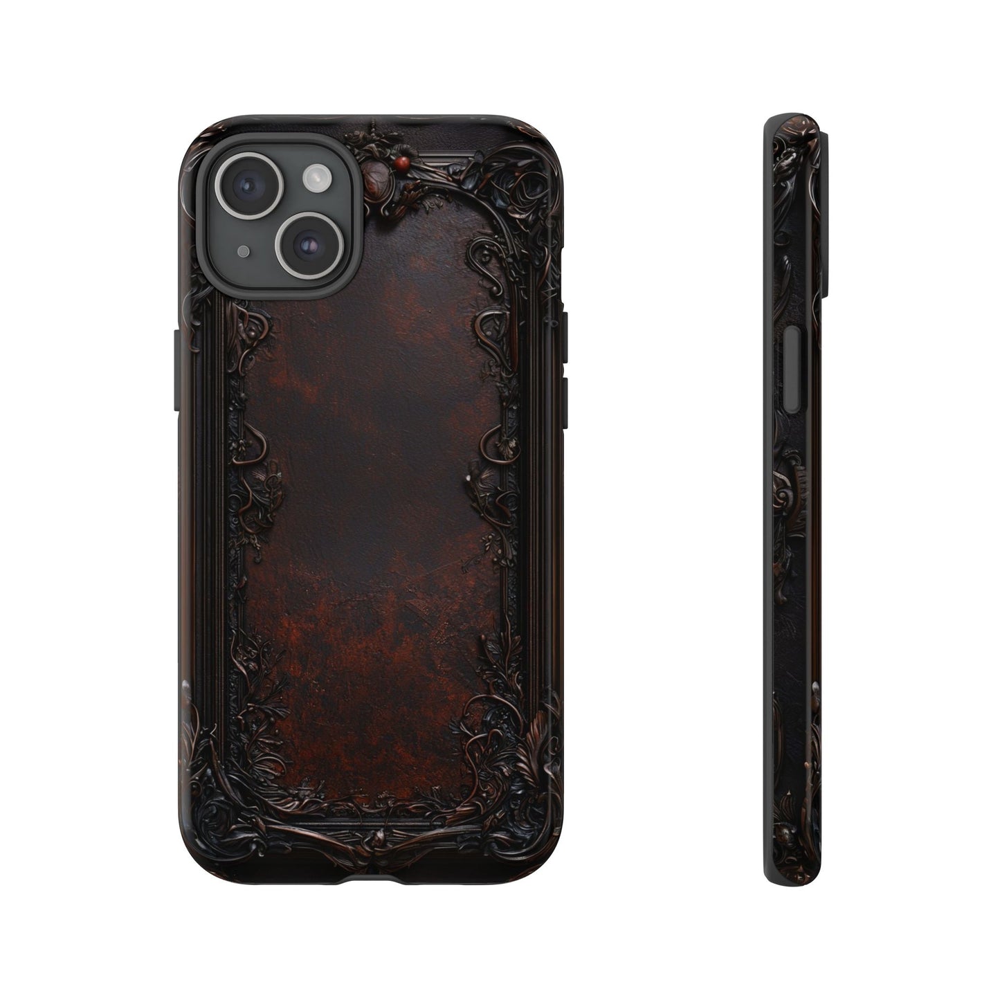 Gothic Ornate Leather-Inspired Phone Case - Dark Aesthetic Cover