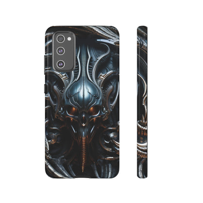 Metallic Alien Mask Phone Case – Futuristic Alien Horror Design for iPhone, Samsung Galaxy, and Google Pixel Devices