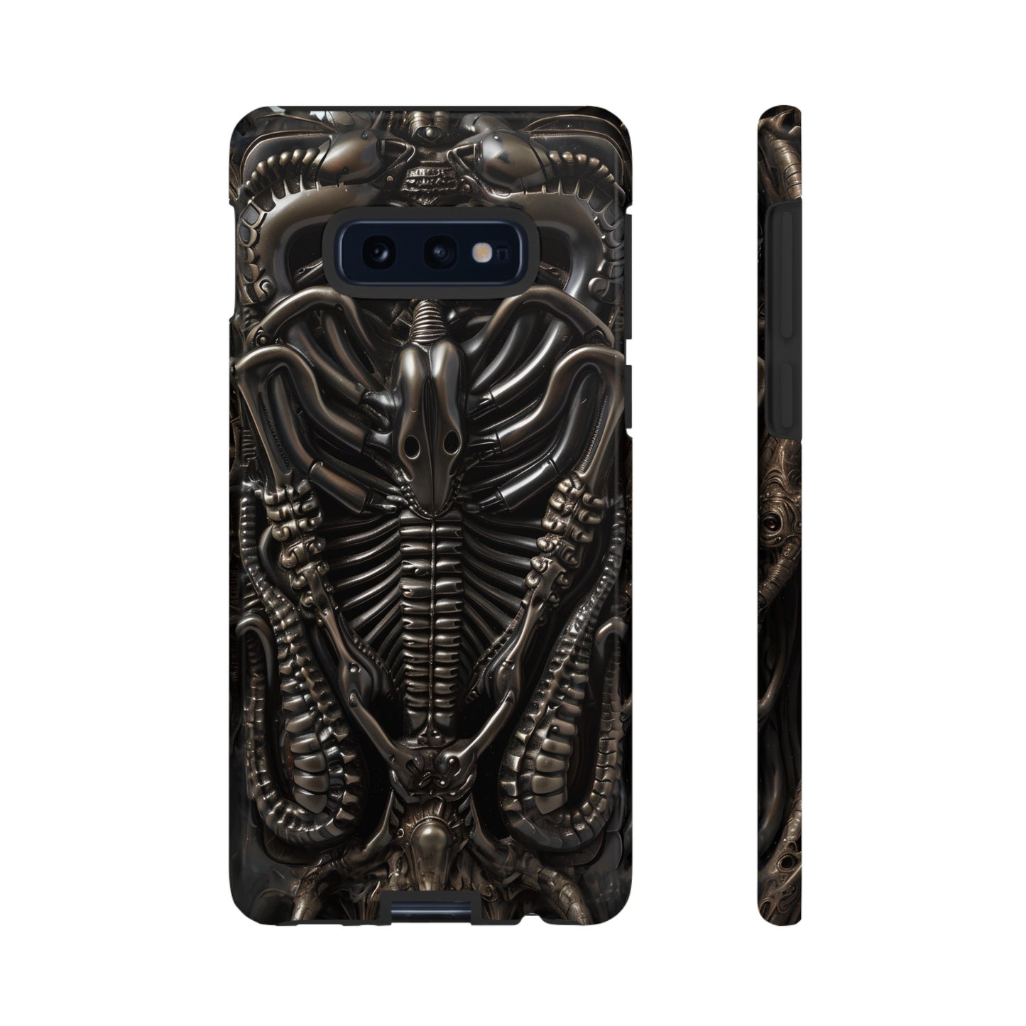 Biomechanical Nightmares Tough Phone Case – Alien Horror Design for iPhone and Samsung Galaxy Devices