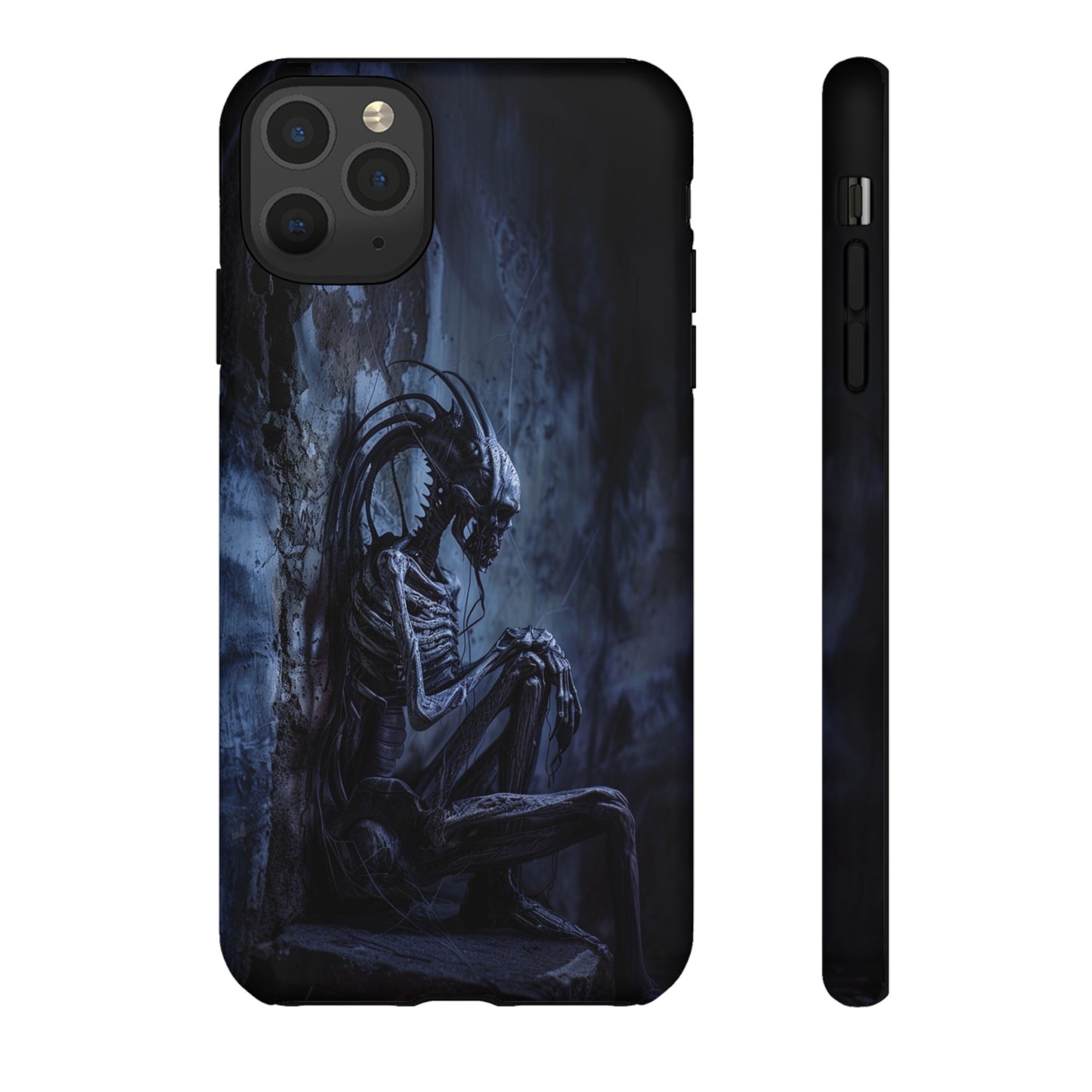 Gothic Alien Skeleton iPhone Case - Sci-Fi Horror Design