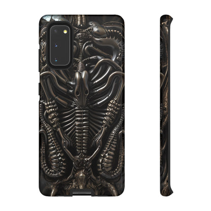 Biomechanical Nightmares Tough Phone Case – Alien Horror Design for iPhone and Samsung Galaxy Devices