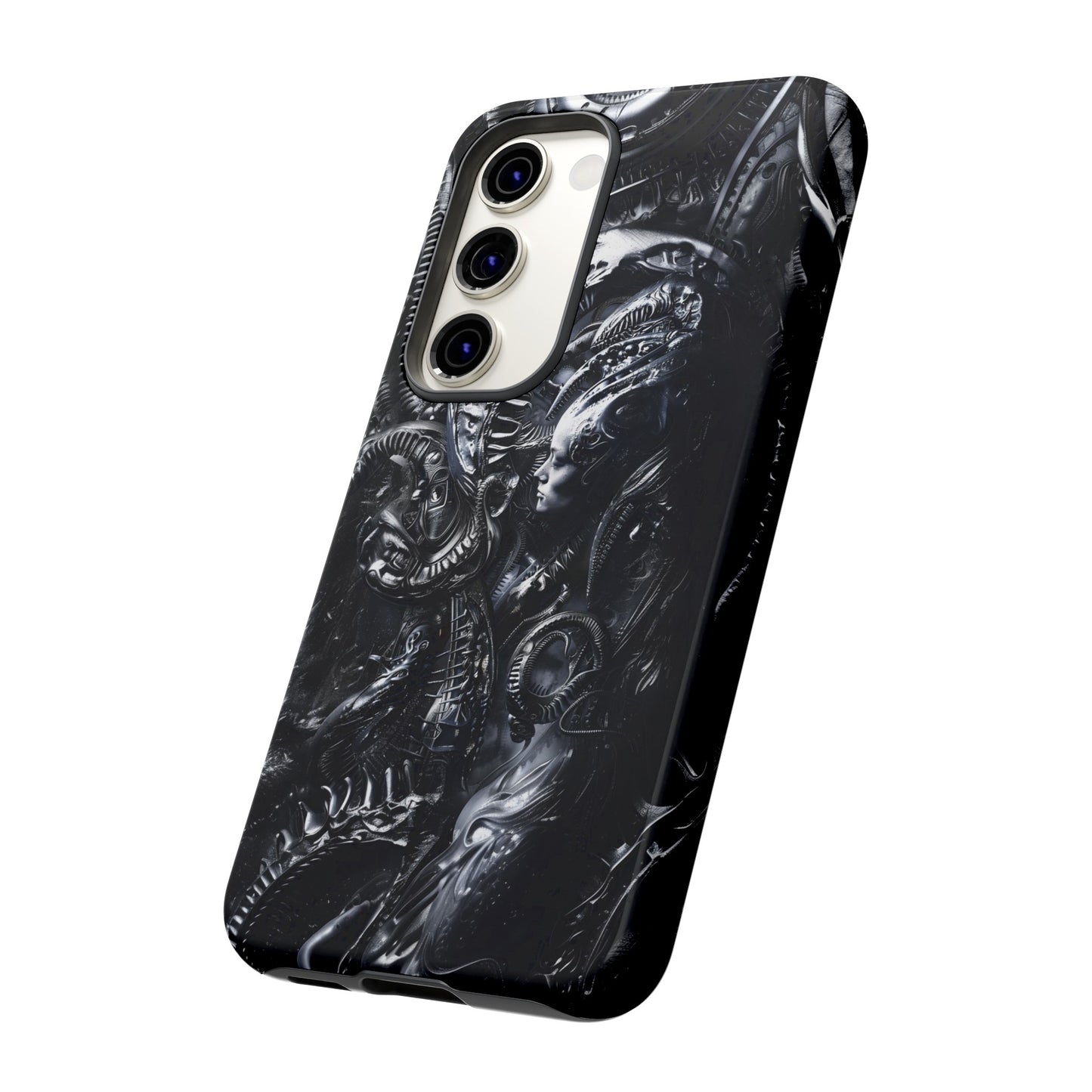 Biomechanical Transhumanism Phone Case – Alien Horror Design for iPhone and Samsung Galaxy Devices