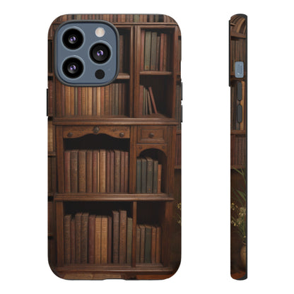 Book Shelf Phone Case – Vintage Library Design for iPhone, Samsung Galaxy, and Google Pixel Devices