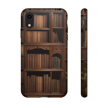 Book Shelf Phone Case – Vintage Library Design for iPhone, Samsung Galaxy, and Google Pixel Devices