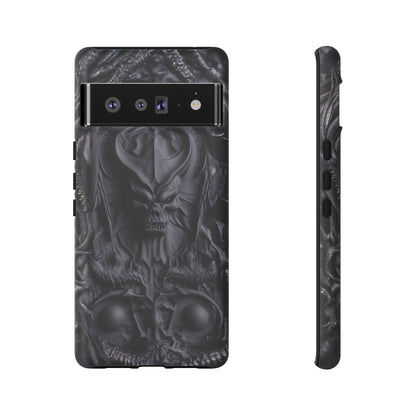 Black Demon Phone Case – Horned Hell Horror Design for iPhone, Samsung Galaxy, and Google Pixel Devices