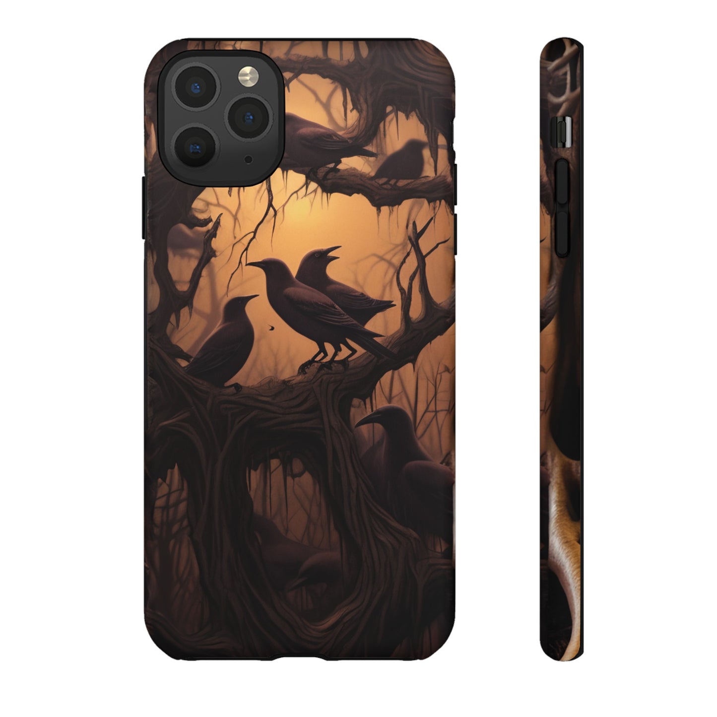 Ravens at Dusk Phone Case – Gothic Halloween Design with Edgar Allan Poe Inspired Crows for iPhone, Samsung Galaxy, and Google Pixel Devices