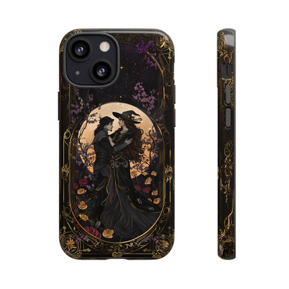 Gothic Romance Phone Case - Enchanted Witch and Lover Design for iPhone, Samsung Galaxy, and Google Pixel Devices