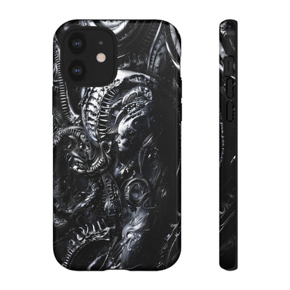 Biomechanical Transhumanism Phone Case – Alien Horror Design for iPhone and Samsung Galaxy Devices