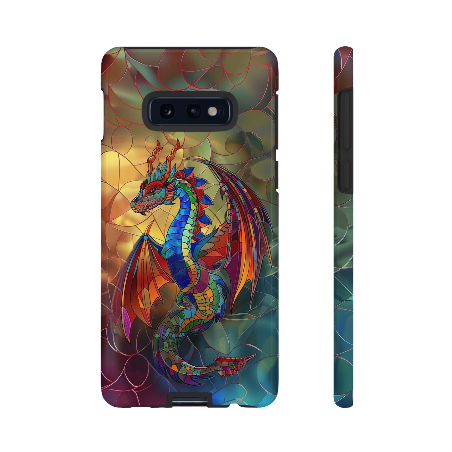 Stained Glass Dragon Phone Case - Colorful Fantasy Design for iPhone, Samsung Galaxy, Google Pixel Devices