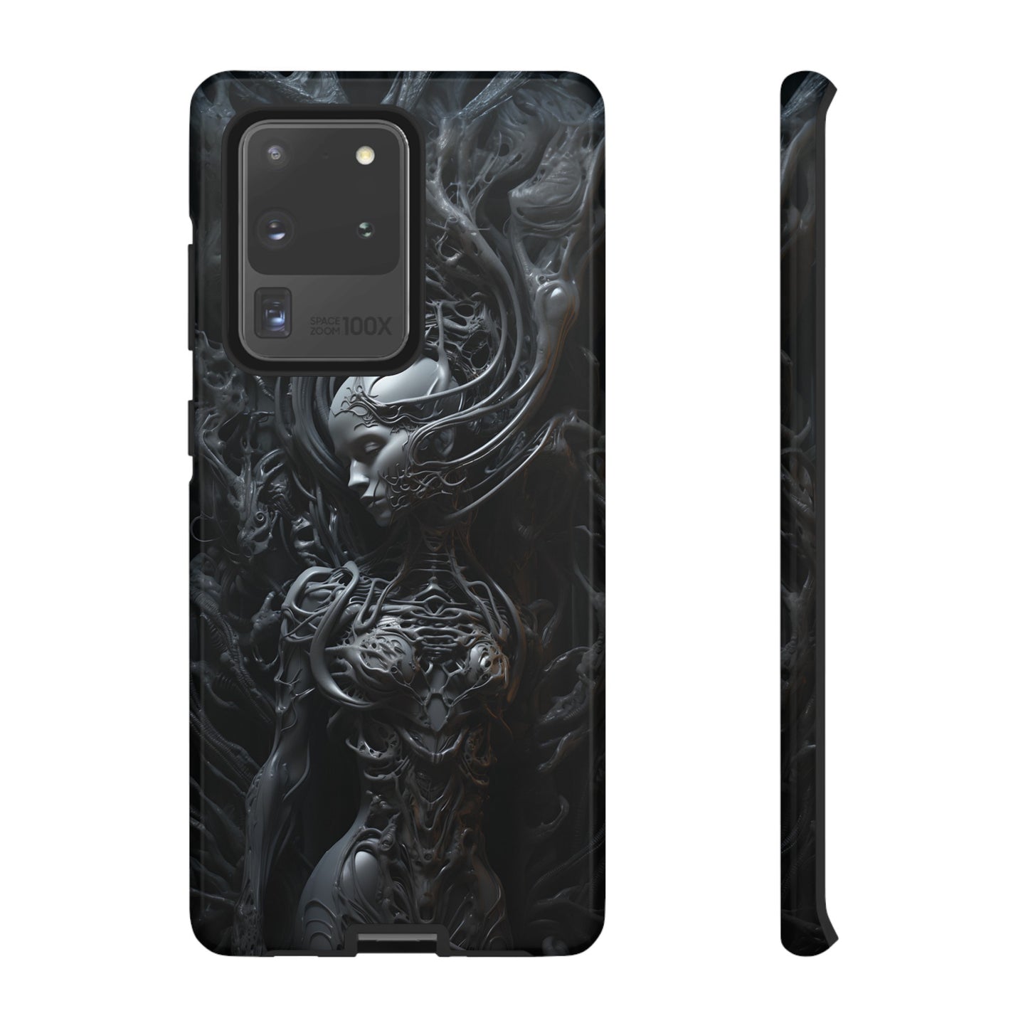 Biomechanical Beauty Phone Case – Futuristic Alien Design for iPhone, Samsung Galaxy, and Google Pixel Devices