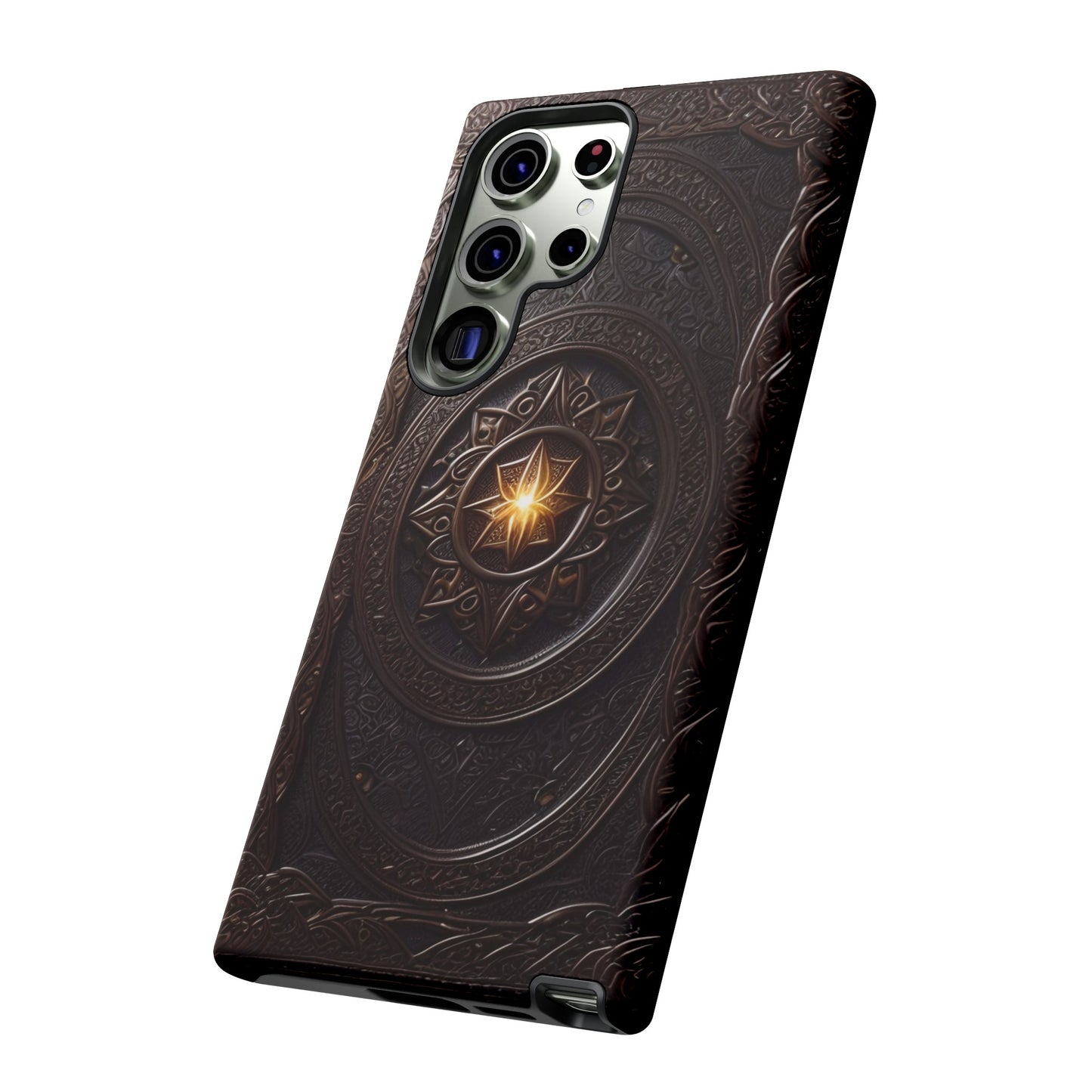 Intricate Leather Flower Tough Phone Case – Elegant Floral Design for iPhone, Samsung Galaxy, and Google Pixel Devices