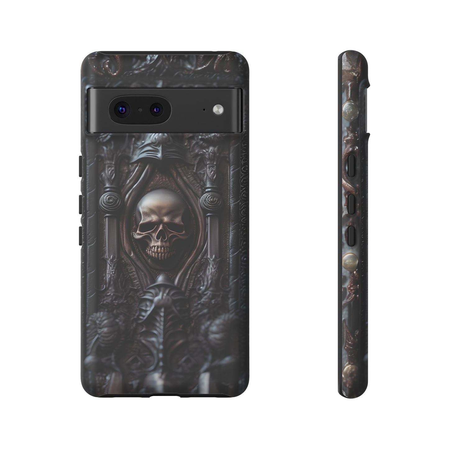 Dark Grimoire of Death Tough Phone Case – Gothic Skull Vampiric Design for iPhone, Samsung Galaxy, and Google Pixel Devices