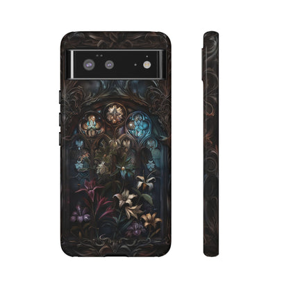 Elegant Gothic Flower Art Phone Case - Intricate Floral Design for iPhone, Samsung Galaxy, and Google Pixel Devices