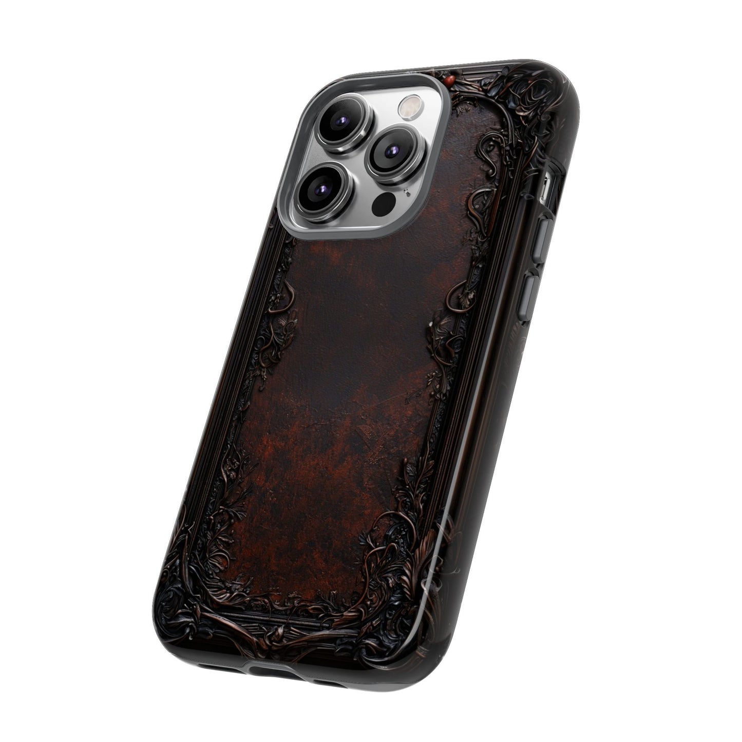 Gothic Ornate Leather-Inspired Phone Case - Dark Aesthetic Cover