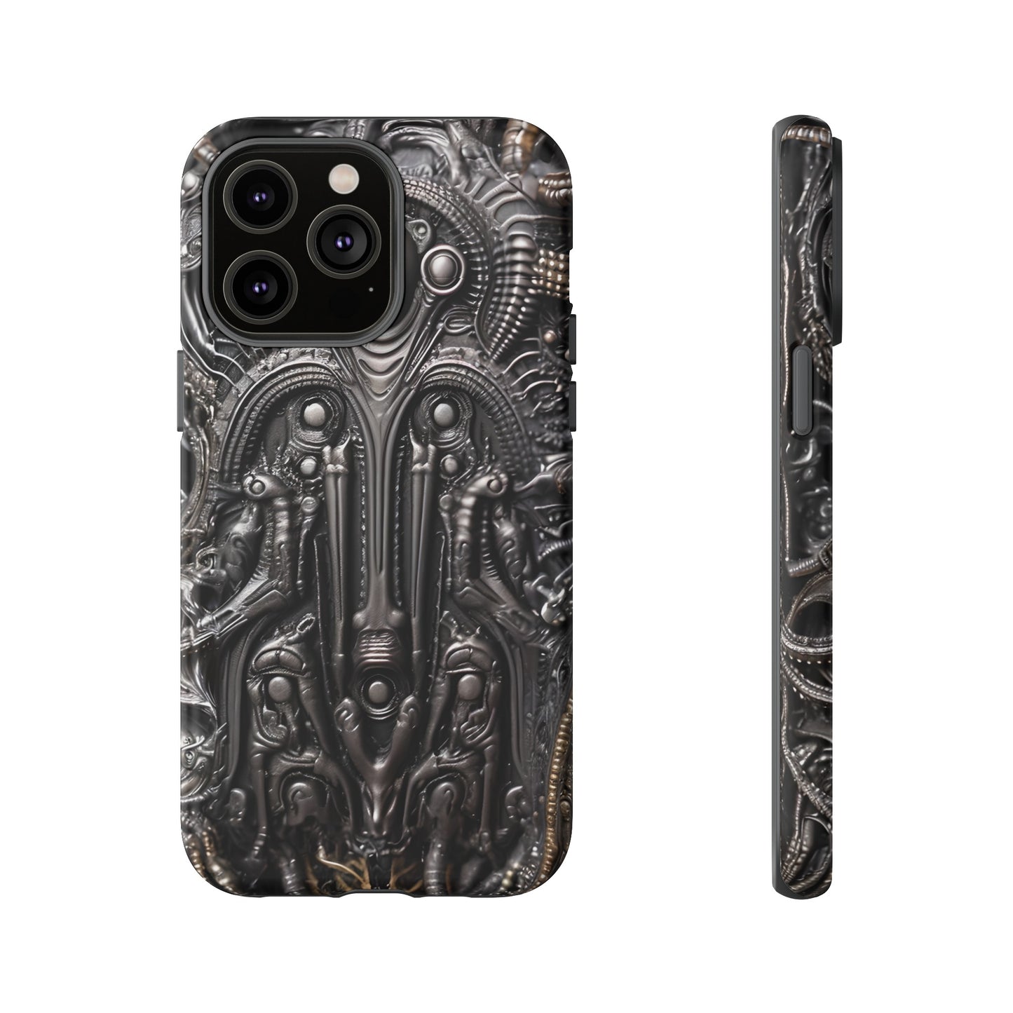 Biomechanical Horror Phone Case – Dark Sci-Fi Design for iPhone, Samsung Galaxy, Google Pixel Devices