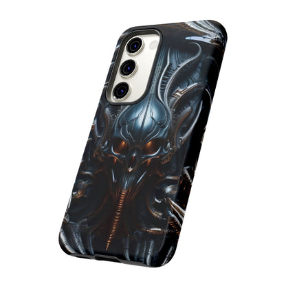 Metallic Alien Mask Phone Case – Futuristic Alien Horror Design for iPhone, Samsung Galaxy, and Google Pixel Devices