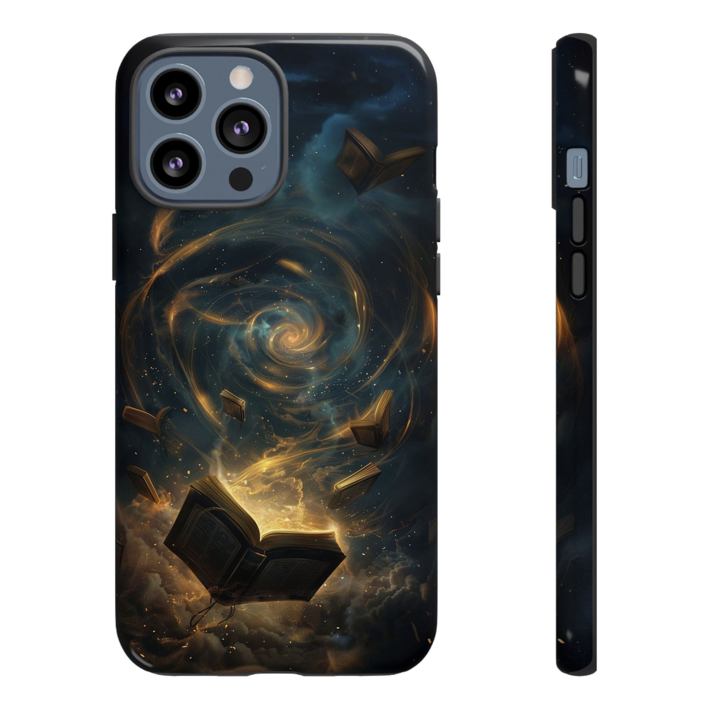 Magical Galaxy Swirling Books Phone Case - Celestial Book Lover's Gift for iPhone, Samsung Galaxy, and Google Pixel Devices