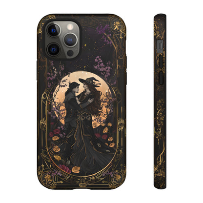 Gothic Romance Phone Case - Enchanted Witch and Lover Design for iPhone, Samsung Galaxy, and Google Pixel Devices