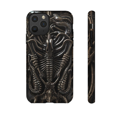 Biomechanical Nightmares Tough Phone Case – Alien Horror Design for iPhone and Samsung Galaxy Devices