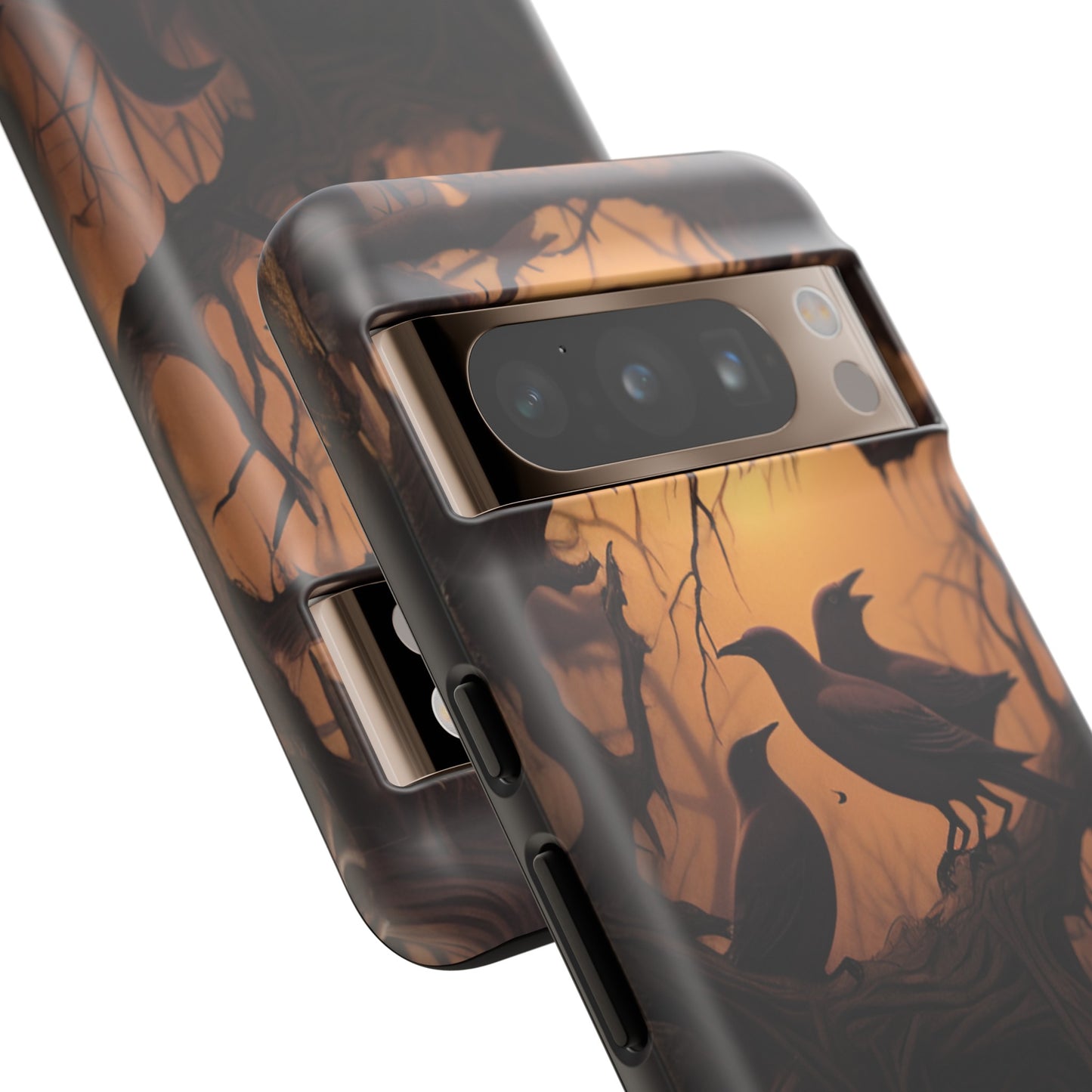 Ravens at Dusk Phone Case – Gothic Halloween Design with Edgar Allan Poe Inspired Crows for iPhone, Samsung Galaxy, and Google Pixel Devices