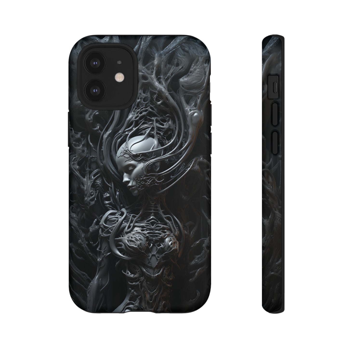 Biomechanical Beauty Phone Case – Futuristic Alien Design for iPhone, Samsung Galaxy, and Google Pixel Devices