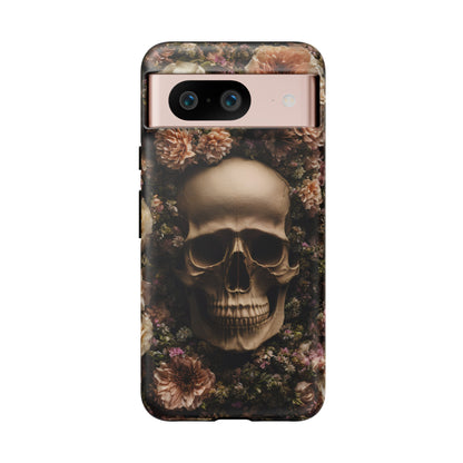 Skull and Flowers #2 Phone Case – Gothic Floral Design for iPhone, Samsung Galaxy, and Google Pixel Devices